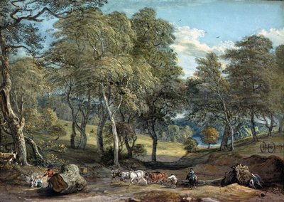 Forêt de Windsor avec des bœufs tirant du bois, 1798 - Paul Sandby